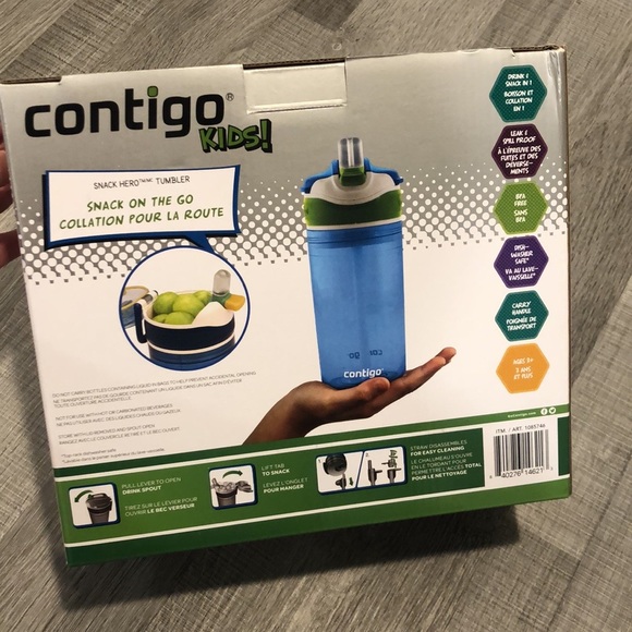 New Boy’s Contigo Kids Snack On The Go Water bottle - Picture 4 of 4
